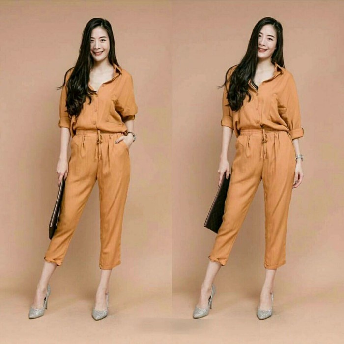 Jumpsuit Wanita Terbaru Ukuran Jumbo Baju Jumpsuit Wanita Kekinian Jumpsuit Polos Jihan - Mustard
