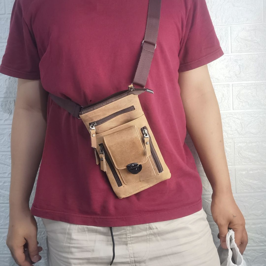 Tas Selempang Kulit Sapi Asli Pria