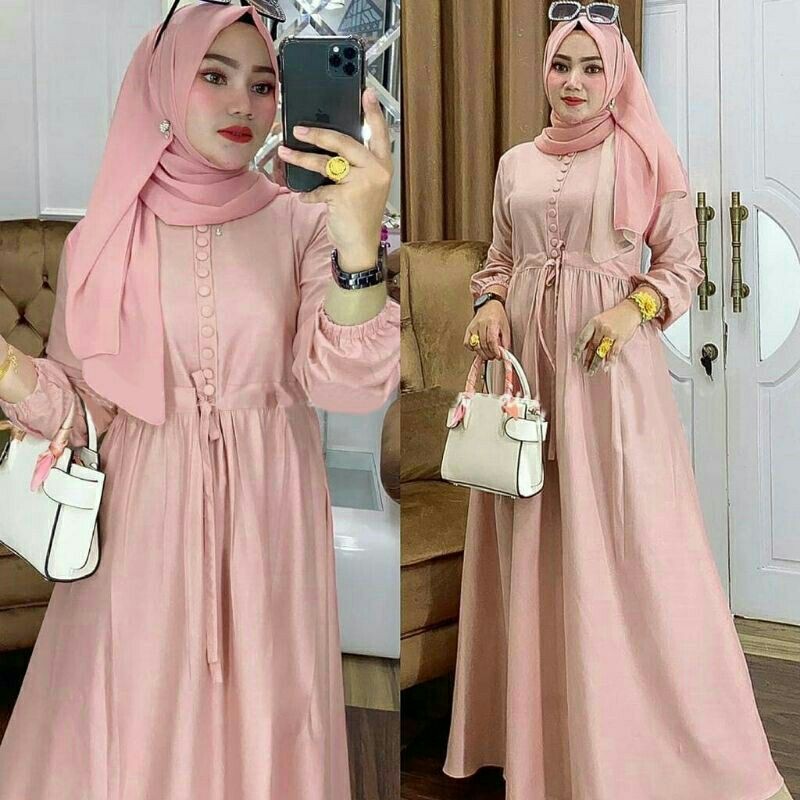 Baju Gamis Muslim Terbaru 2020 2021 model Baju Pesta Wanita kekinian Bahan Corneli Kekinian