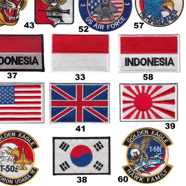 (mc PATCH bordir Emblem LOGO BORDIR bendera Amerika Jaket Dilan  produk terkini (.