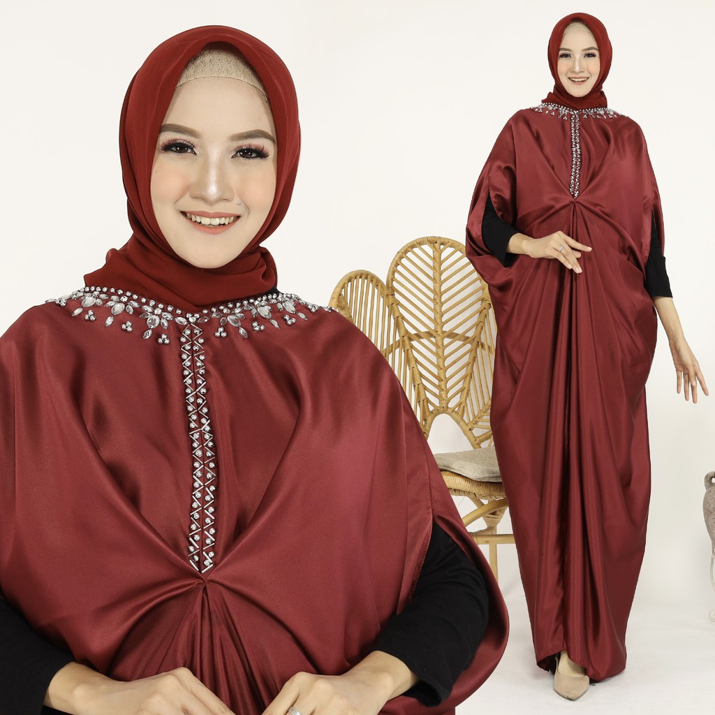 HOPYLOVY - Kaftan Wanita Muslim Model Kalong Bahan Velvet Roberto Triana