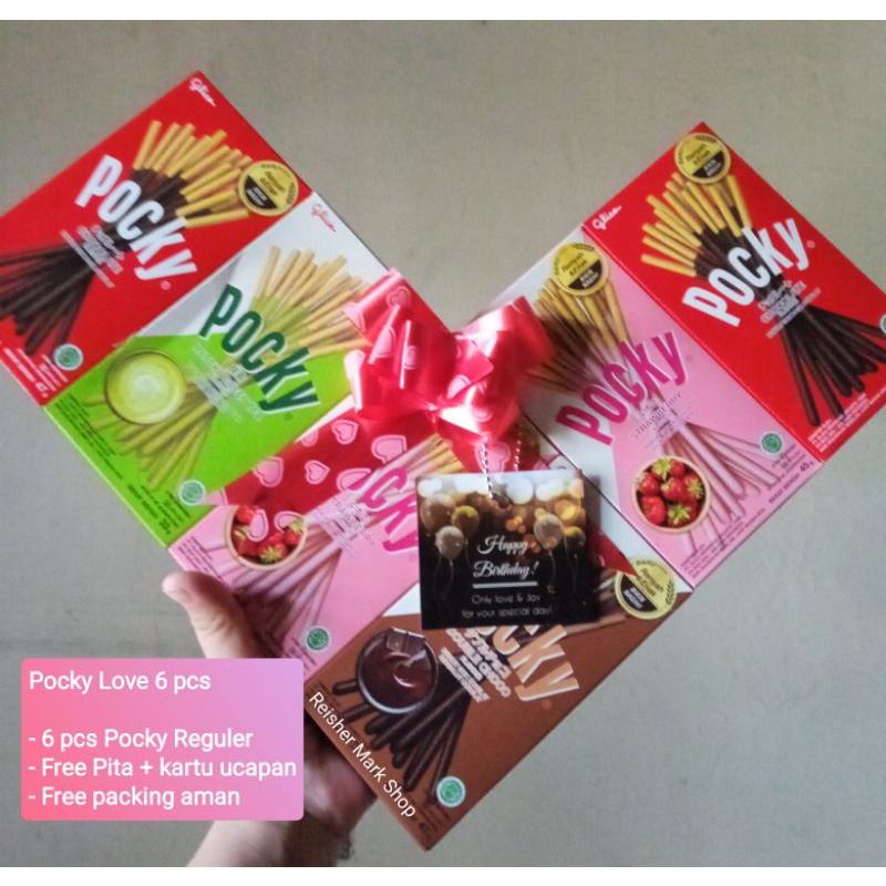 

Pocky Love Box - Pocky Reguler - Pocky Hemat Kado Gift hadiah wisuda, birthday, anniversary, dll, packing aman