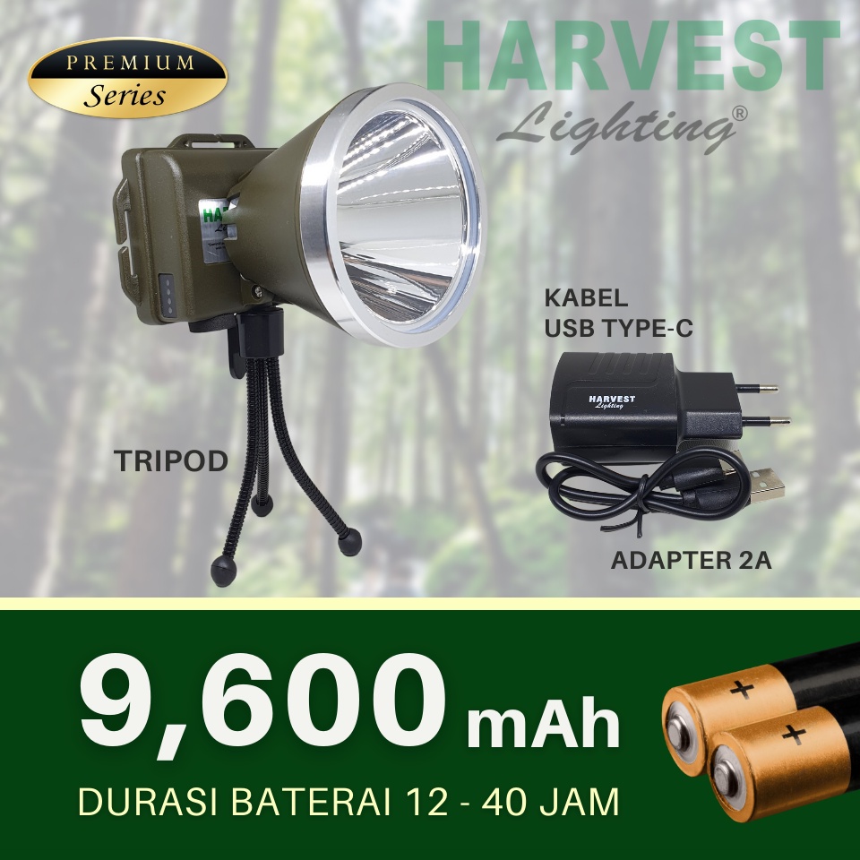 220W - Headlamp PAKET ISI 3 - HARVEST LIGHTING Senter Kepala LED Super Terang  Lampu Emergency Travel Tambang Hunting Berburu Rechargeable Original Bergaransi