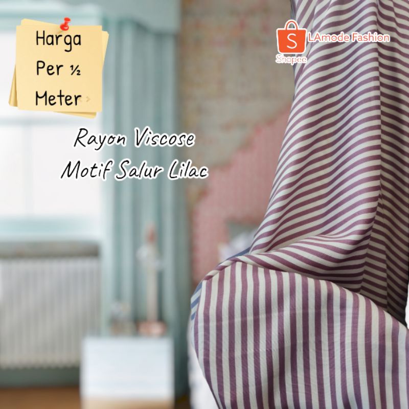 Kain Rayon Viscose Motif Salur Lilac