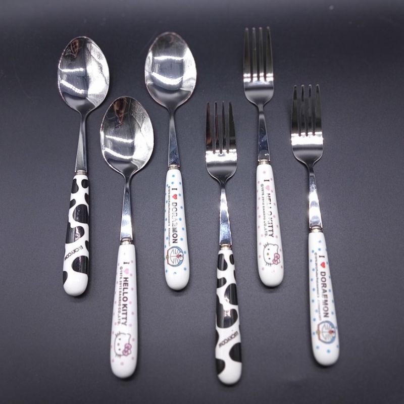 Sendok Garpu Karakter Set Stainless - Alat Makan Set Anak / Dewasa