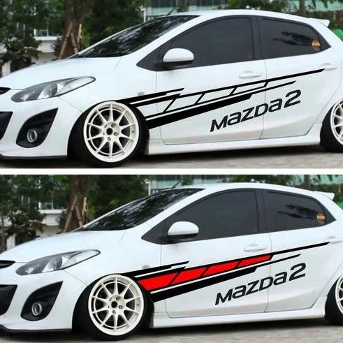 cutting sticker mobil keren Mazda 2 stiker mobil striping Keren stiker body