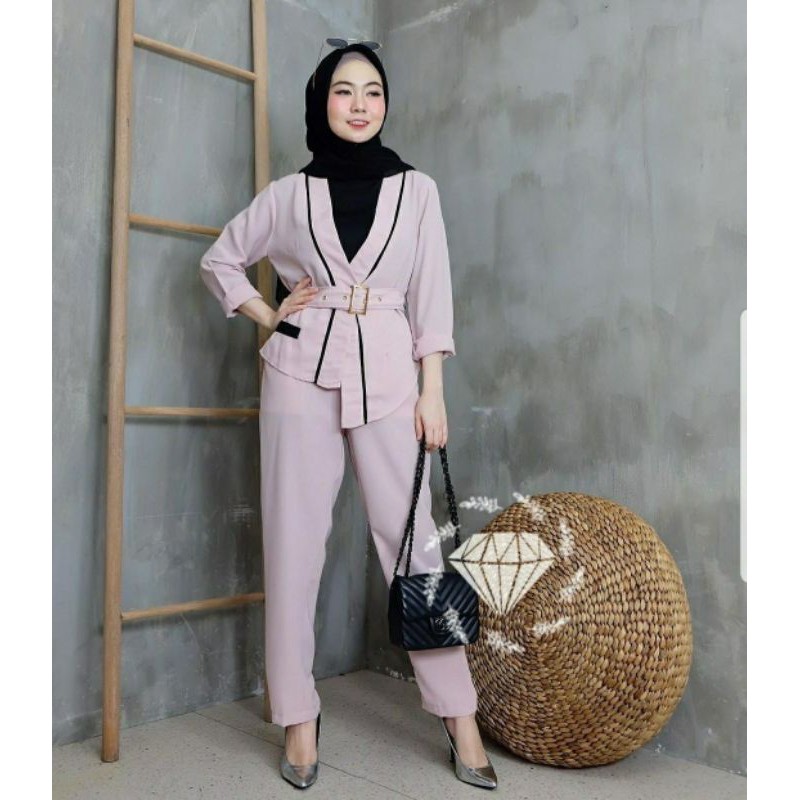 ELONAFASHION /Set Blazer Oliver/SETELAN HARIAN WANITA/ATASAN BAWAHAN PREMIUM QUALITY/BESTSELLER