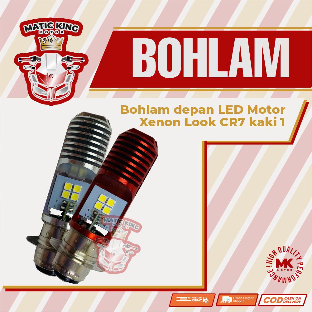 Bohlam depan LED Motor Xenon Look CR7 Kaki 1