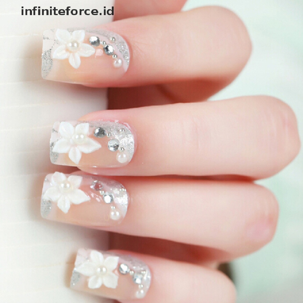 Infiniteforce.id 24Pcs / Set Kuku Palsu Akrilik Full Cover Untuk Nail Art Diy