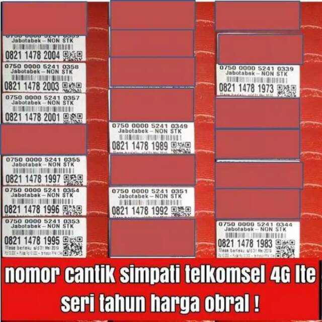 No. Cantik Kartu Perdana Simpati 4G Seri Tahun Simpati - Kartu Simpati