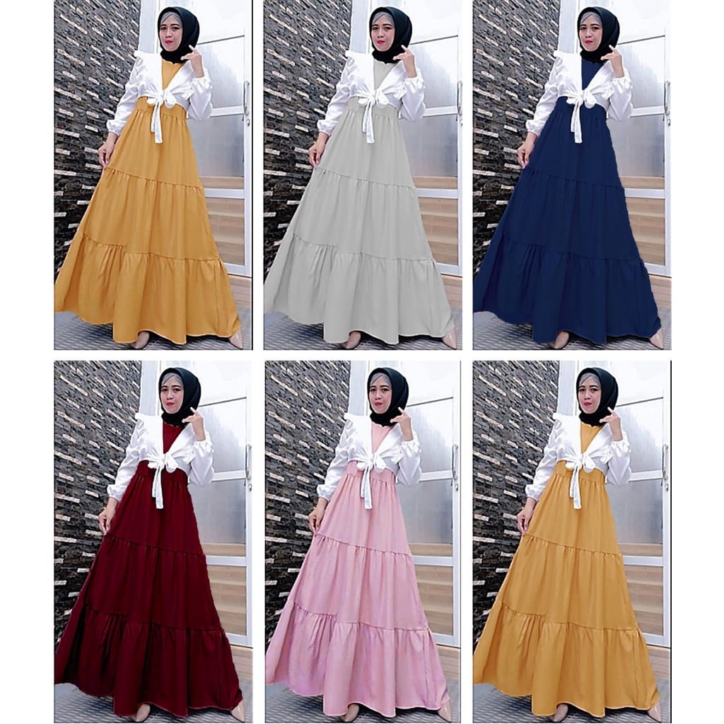 Shakila Outer Moscrepe/Dress Toryburch/Model Terbaru/Gamis Murah/Gamis Grosir