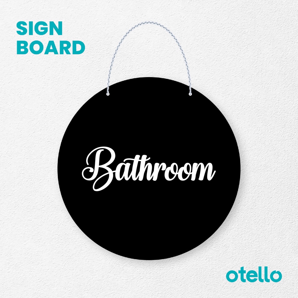 Otello Sign Bathroom Signage Board Acrylic Papan Gantung Label Akrilik Rantai Petunjuk Toko Modern Minimalist Kafe Restoran Kantor Gedung Cafe