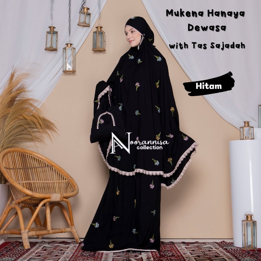 Mukena Bordir Dewasa Tas Sajadah Hanaya Katun Rayon Premium