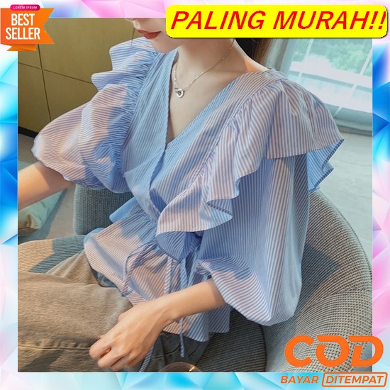 Atasan Kemeja Wanita Sifon Korea Blus Kemeja Wanita Lengan Panjang Mod [Keren]Atasan Renda Wanita Ko