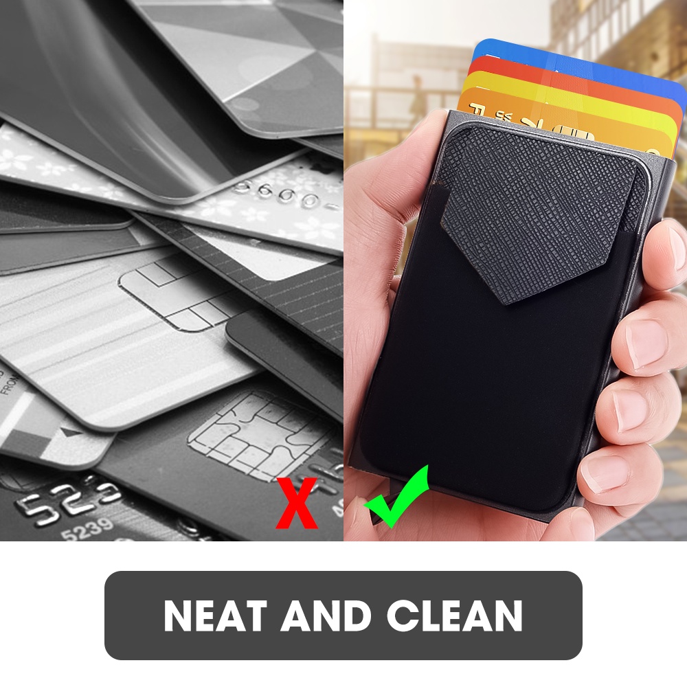 Card Holder Metal Case Smart Wallet Bank Dompet Kartu Pop Up ATM CC KTP Anti Maling RFID Blocking