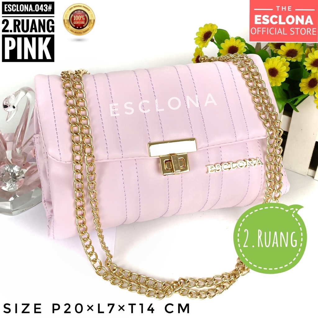 Tas wanita Import Batam Bag Esclona 043 Selempang Cewek Cantik Branded Grosir Fashion Murah Handbag Original Kantor Kerja Kuliah Pesta Premium Super Populer Terbaru Terlaris