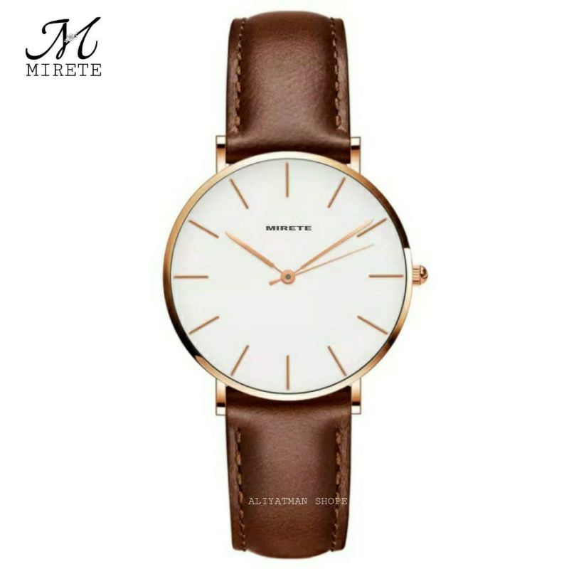 MIRETE TALI KULIT ORIGINAL FASHION WATCH WANITA TAHAN AIR_jam tangan cewek tali kulit Terbaru Free Batrai Cadangan Jam Tangan wanita stay korea Elektronik_jam cewek tali kulit anti air_ jam Import PEKANBARU