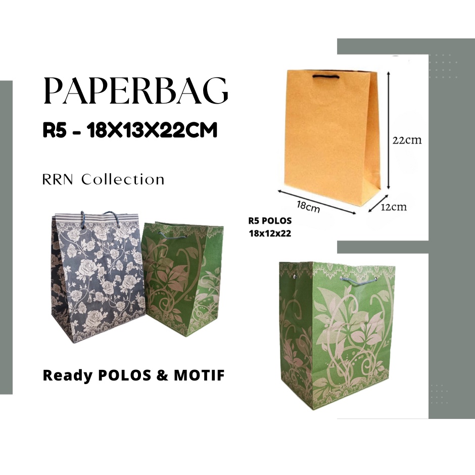 Paperbag murah Ukuran R5 18X13X22cm lusinan Cocok untuk tempat souvenir, kado, hajatan/tas hajatan tas kertas/tas souvenir
