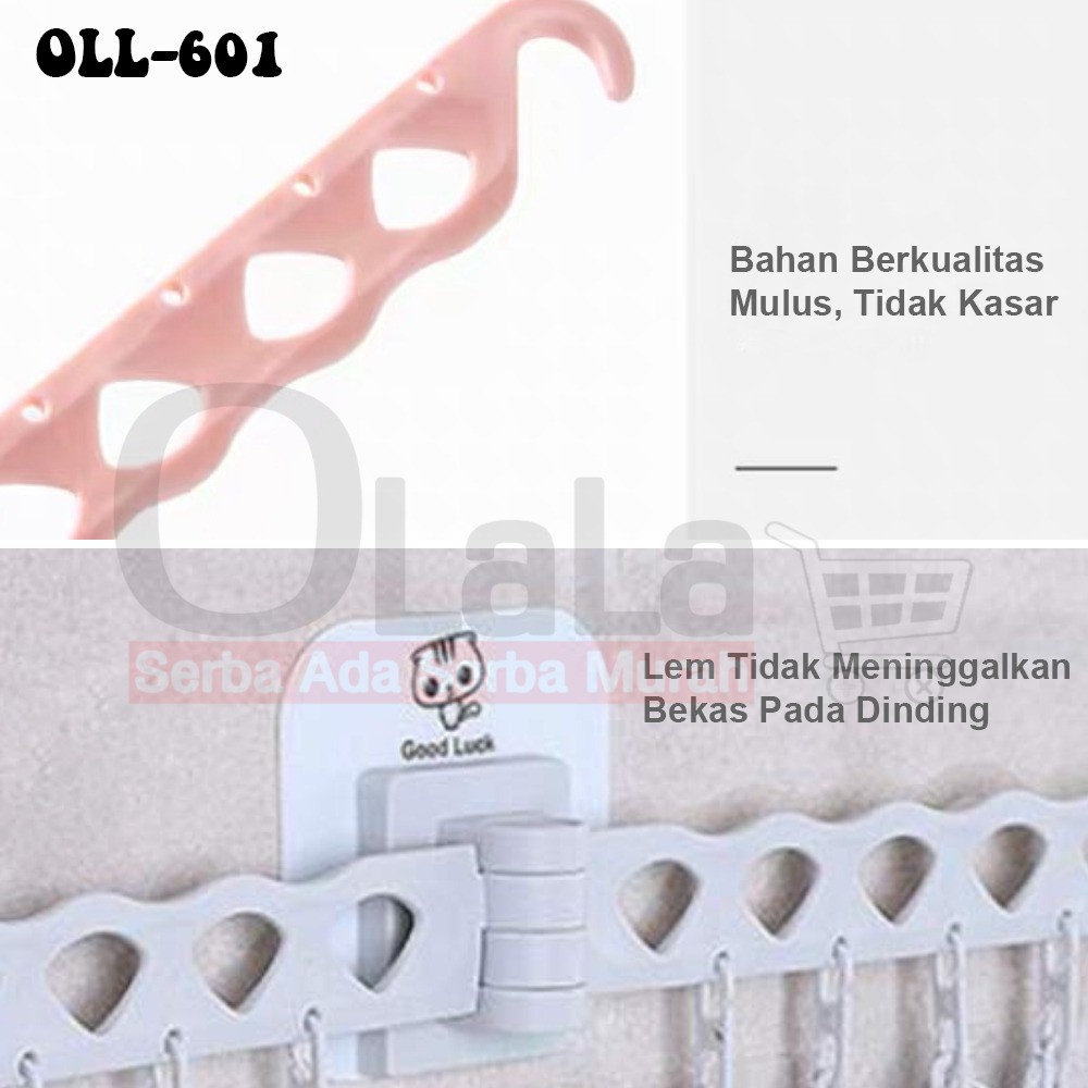 Gantungan Jemuran Tempel Wall Hanger 10 Jepit Baju Jemur Pakaian OLL-601