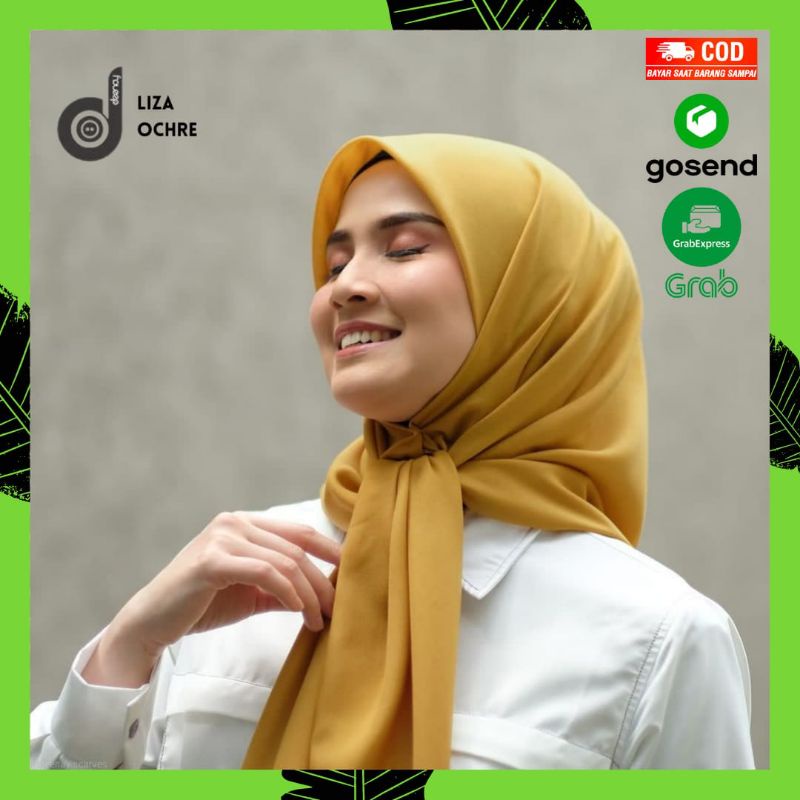 Jilbab Deenay Liza Polos Ochre Hijab Kerudung Voal Segi Empat Denay Ori Asli