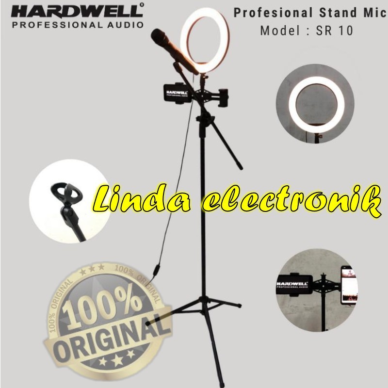 Stand Mic Hardwell SR 10 SR10 Tripod HP Live Lampu Streaming Original
