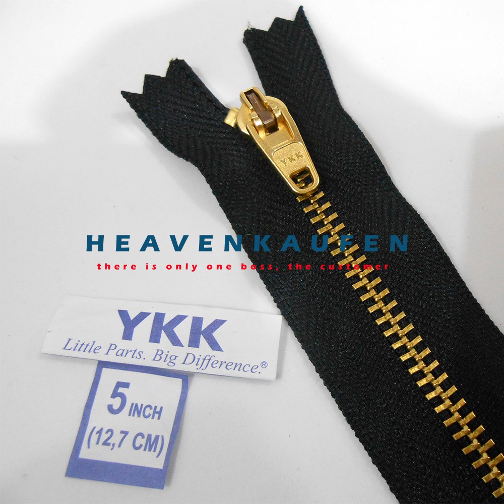 Resleting Jeans YKK 5 inch/12,7 cm Hitam-Gold