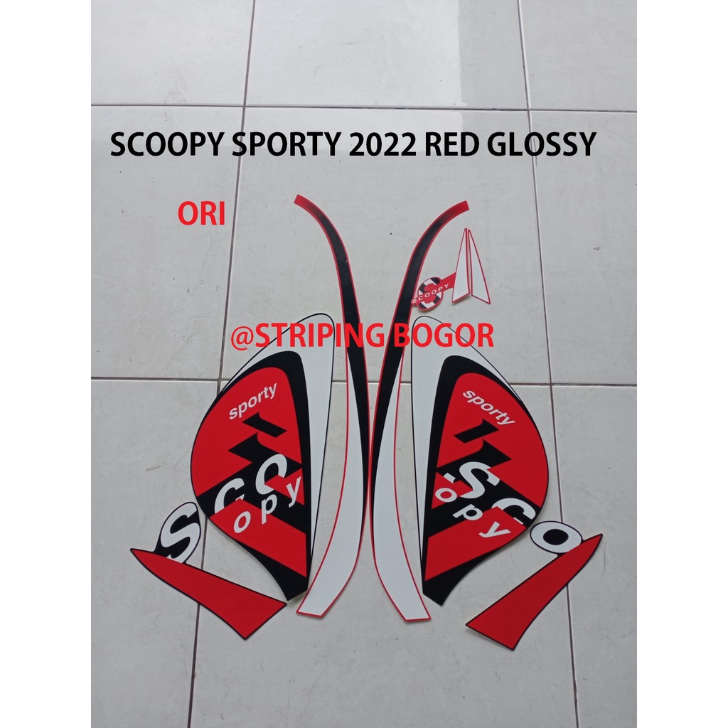 Sticker Motor Honda Scoopy Sporty 2022 Red Glossy ORI