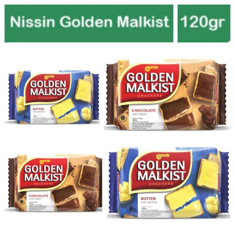 

Nissin Golden Malkist Crackers 120gr - Biskuit Nissin Chocolate / Butter - Golden Lapis Mentega / Coklat