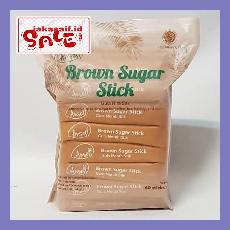 

504Sbu Ansell Brown Sugar Stick / Gula Nira 60 Sticks @ 8 Gr Bud0Mb