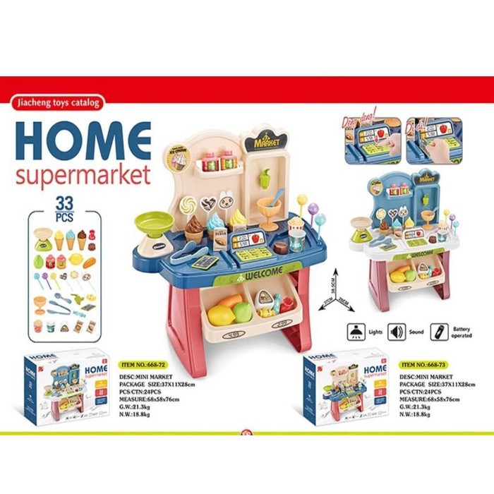 mwn.toys MINI MARKET PLAYSET BIRU - SUPER MARKET PLAYSET BLUE