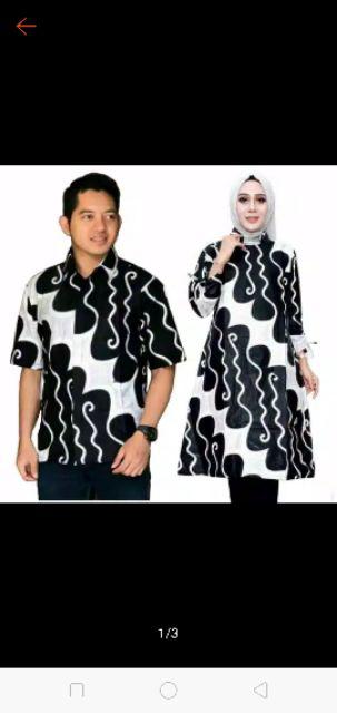 Atasan Batik Wanita Tunik parang Panjang Hitam