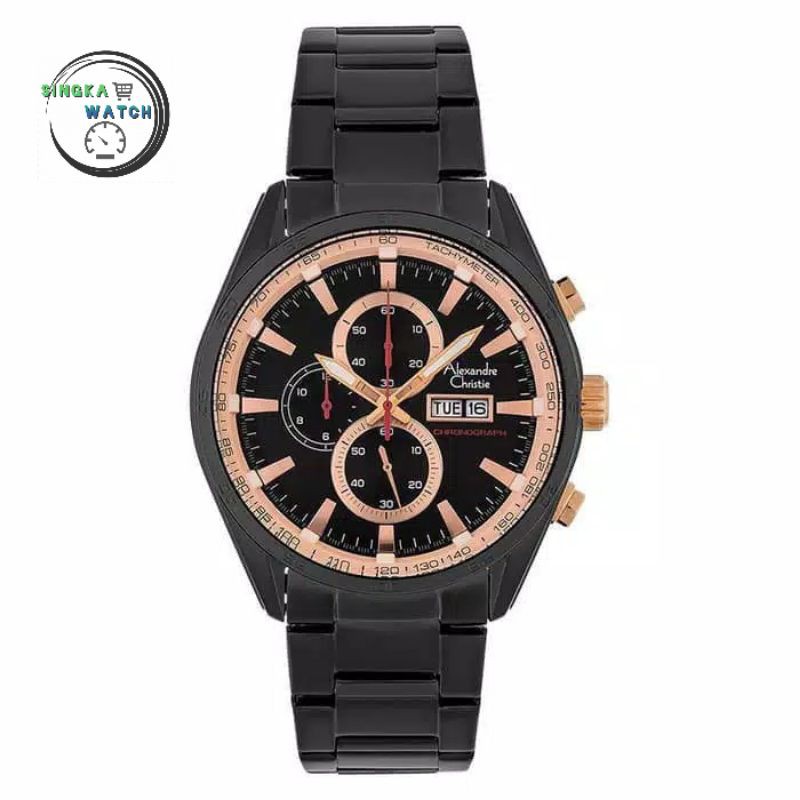 JAM TANGAN COWOK ALEXANDRE CHRISTIE AC ORI SERI 6495MC HITAM ROSEGOLD