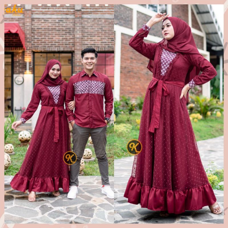 (ADA JUMBO) Baju Batik Couple Modern Batik Set Baju Couple Pasangan Gamis Brukat Couple Pasangan Bat