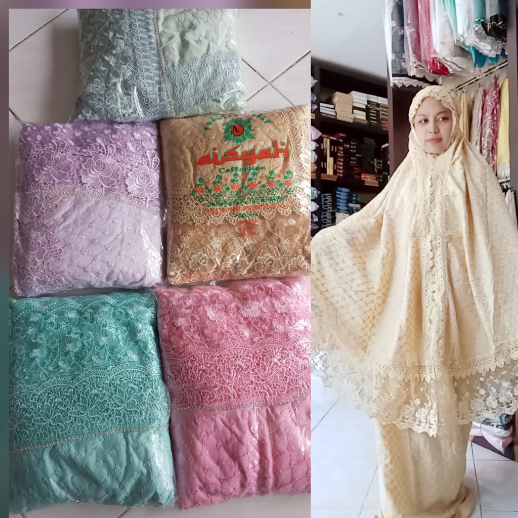 Grosir 3pc- Mukena Brukat Krisdayanti Premium Super Jumbo - Mukena Renda Aisyah