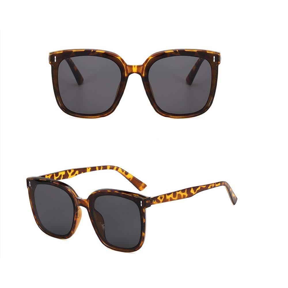 [Elegan] Kacamata Hitam Persegi Panjang Anti UV Kepribadian Leopard Square Street Style Properti Foto Korea Oversize Eyewear