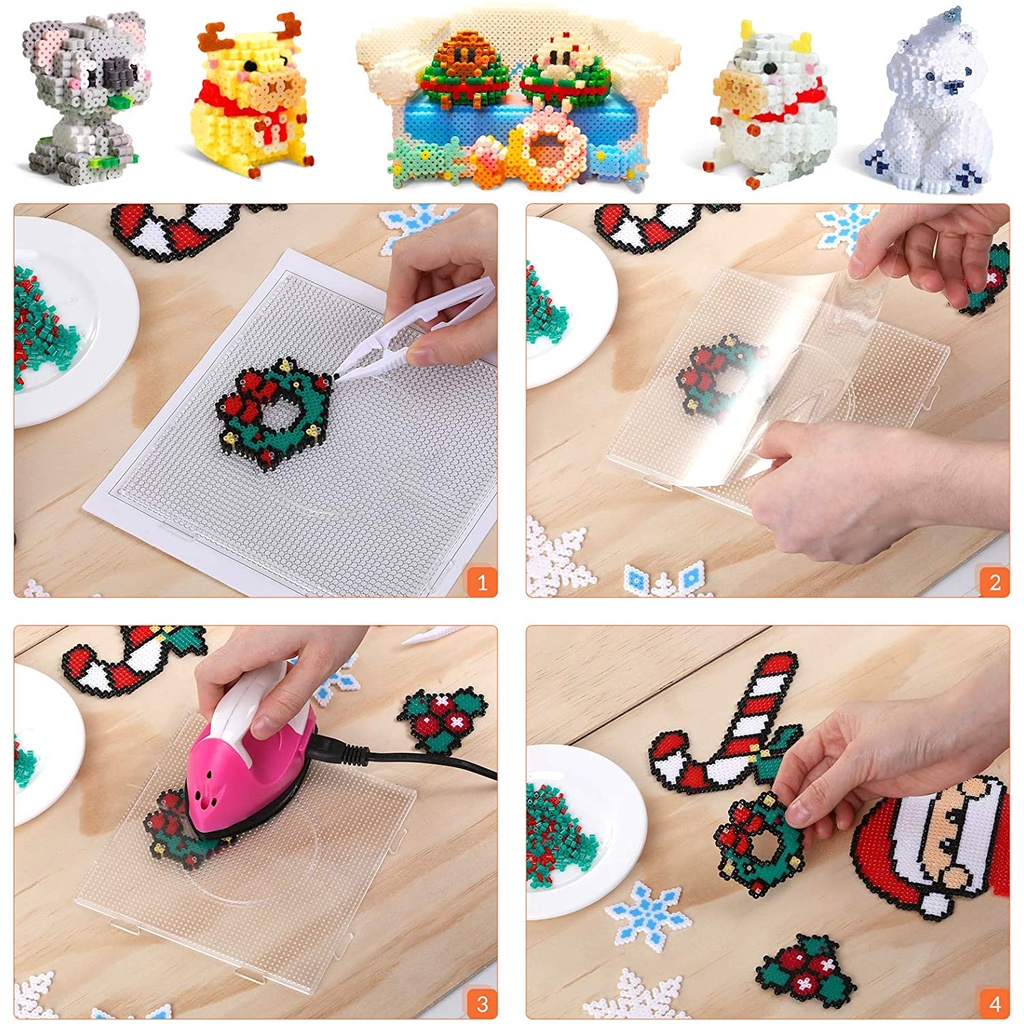DIY Perler Beads Manik-manik Sekering Kit Mainan 5.5 Mm Manik-manik Besar 1350/6000 Pcs 3D Kerajinan dengan Aksesoris Mainan Edukasi
