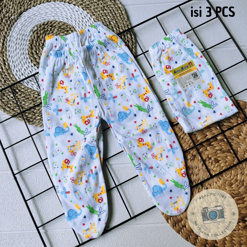 3 SET Celana Panjang Tertutup Bayi Baru Lahir / 3 PCS Celana Tutup Kaki Bayi Newborn / 3 Celana Tutup kaki Putih Motip SNI Bayi Baru Lahir Meyriana Collection