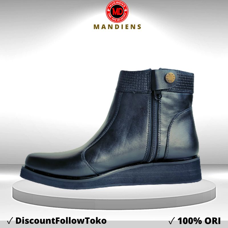 MANDIENS Sepatu PDH Wanita Kulit Asli PDL SUS 011 Sole Ringan Anti Slip Original Berkualitas Terbaik Branded Keren Model Boot Tinggi PDH  Bhayangkari Kowad PDL Secwan Satpam Wanita Sepatu Hijab