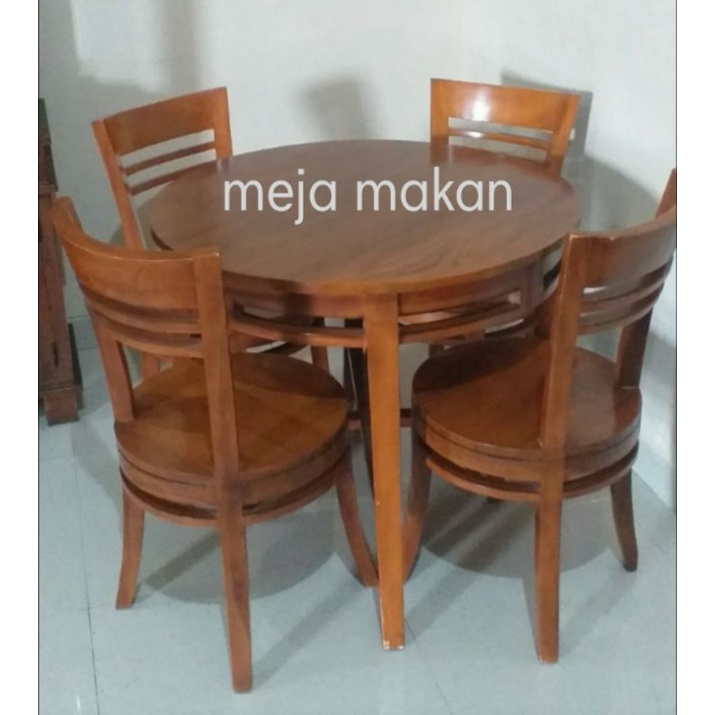 MejaMakanBundar4kursiJati
