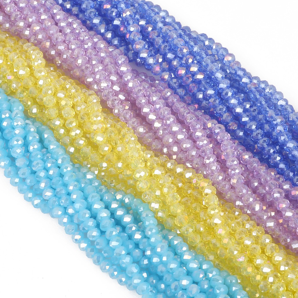 Wholesale 145 Pcs 4 mm Multicolor Rondelle Faceted Glass Beads Czech Crystal Beads For Jewelry Crafts Sewing Clothing Accessories