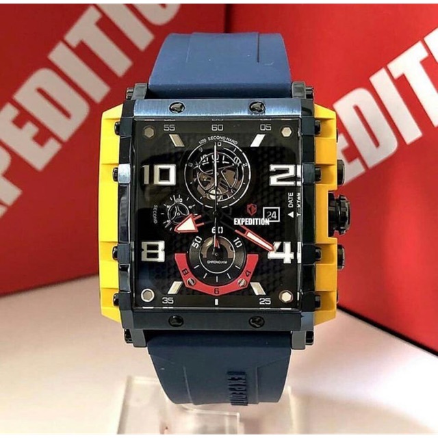 Jam Tangan Expedition E 6757 Original Blue Yellow Man