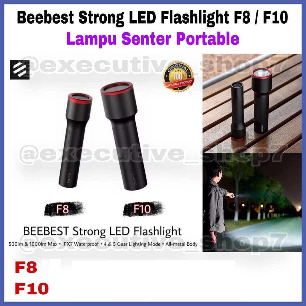 Beebest Strong LED Flashlight F8 / F10 Lampu Senter Portable