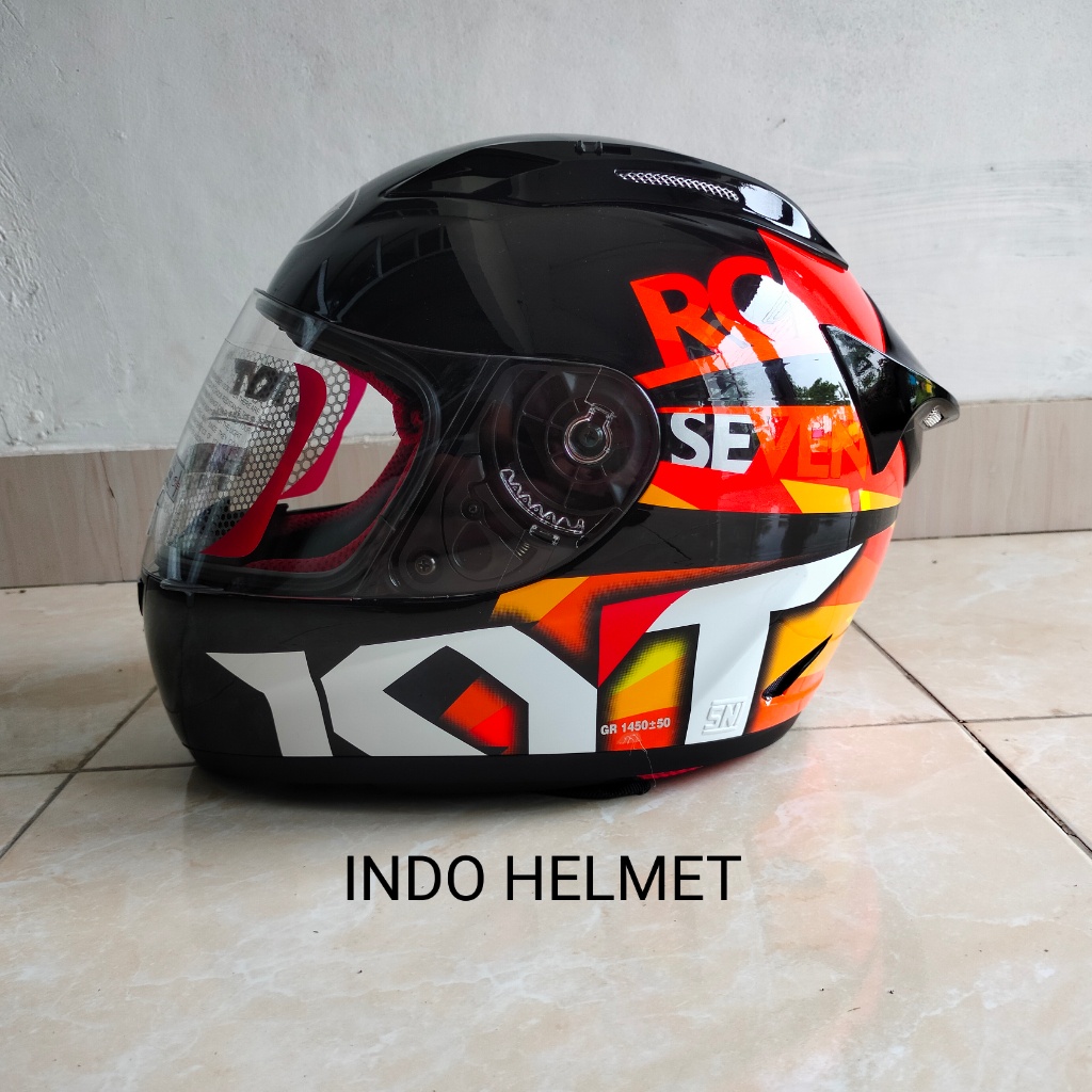 HELM KYT RC7 # 19 BLACK ORANGE ORI KYT RC7 GRATIS BUBLE WRAP