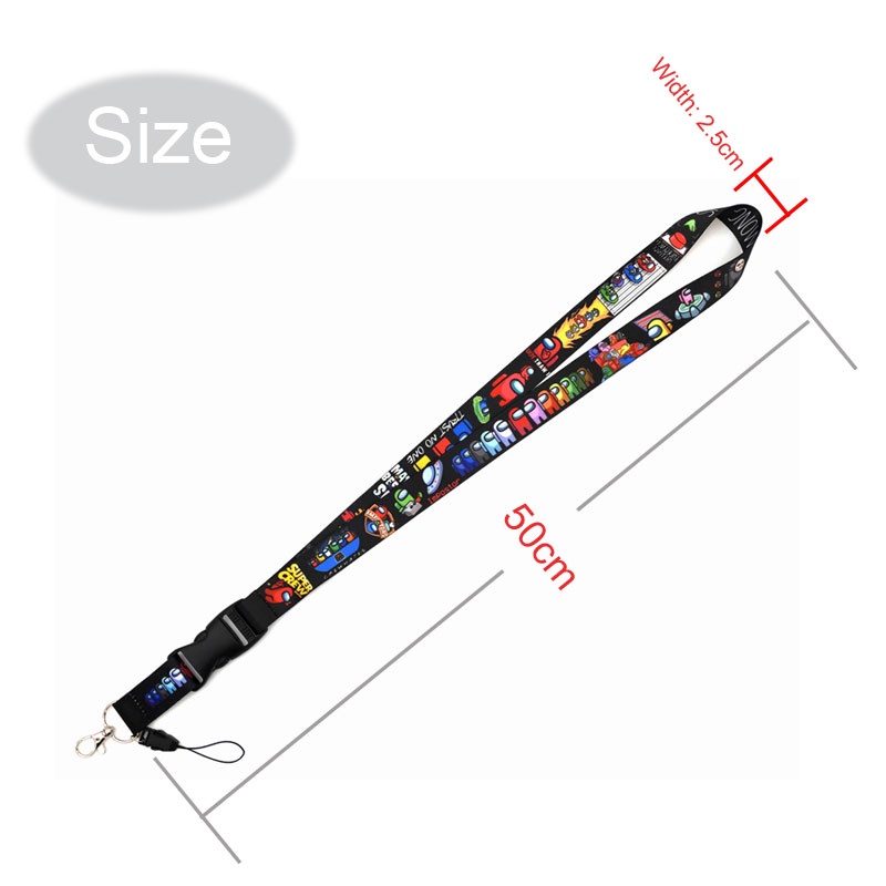 Sturdy Tali Lanyard Leher Motif Kartun 16 Warna Anti Hilang Holder Kartu Bus / Kunci / Handphone