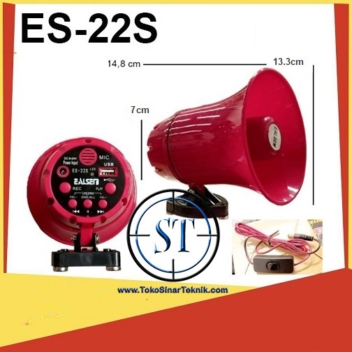 Speaker Megaphone ES-22S / Toa / Corong Pengeras Suara EALSEM Es 22s Buat Jualan keliling Es krim + Mp3 USB Rekaman 240 Detik