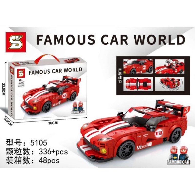 Mainan brick SY 5105 famous car dodge viper