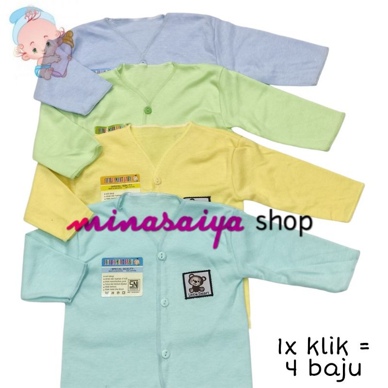 LITTLE SMART BABY 4 pcs dan 3 pcs Baju Bayi Lengan Panjang Newborn Polos Warna
