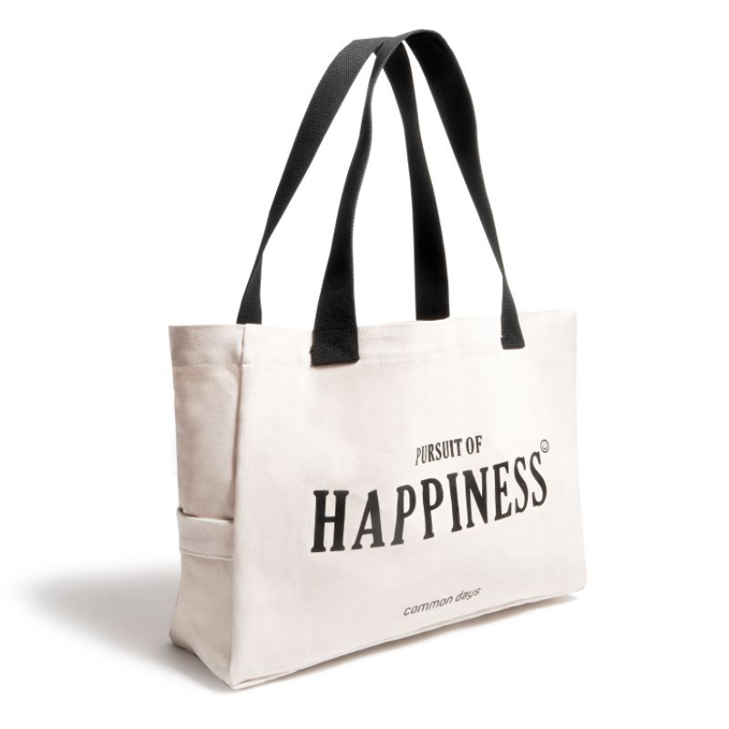 Pursuit of Happiness Totebag Webbing Katun / / Totebag Unisex / Tote Bag Aesthetic / Tote Bag Magnetic / Biru / Broken White / Korea / Vintage / Kuliah / Tebal / Premium