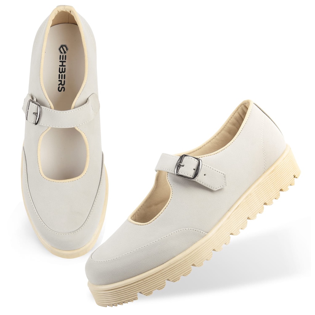 EHBERS Sepatu Slip-On Wanita Terbaru Cream