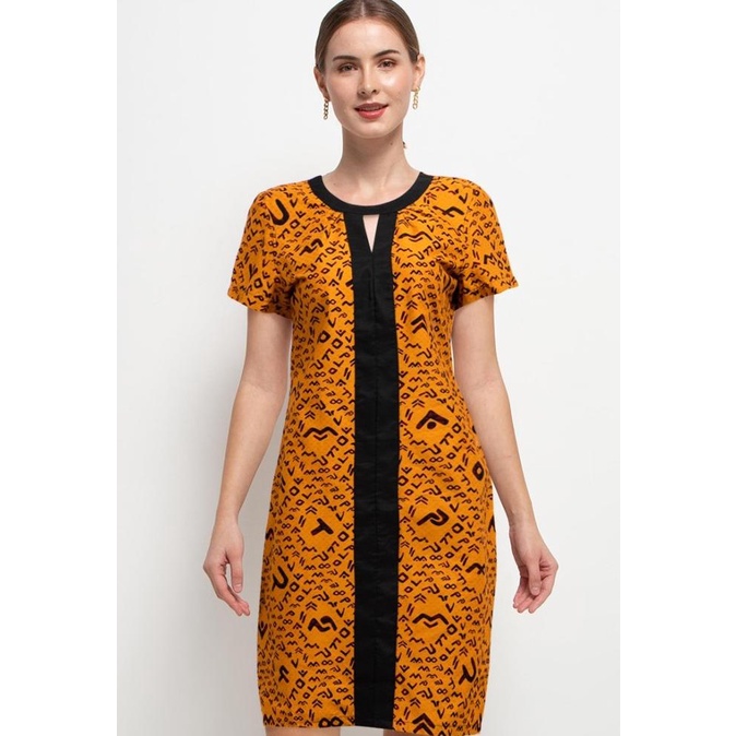 Adikusuma By Arjuna Weda Sackdress Batik Aksara Lontara - Kuning